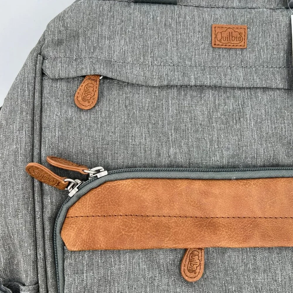 Gray 2-in-1 Diaper Bag Backpack | Adjustable Straps & Zip Closure
